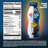 Dymatize botella junto a bol de cereal enfatizando sabor Cocoa Pebbles