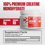 Dymatize etiqueta Creapure y certificaciones, seguridad y calidad visible