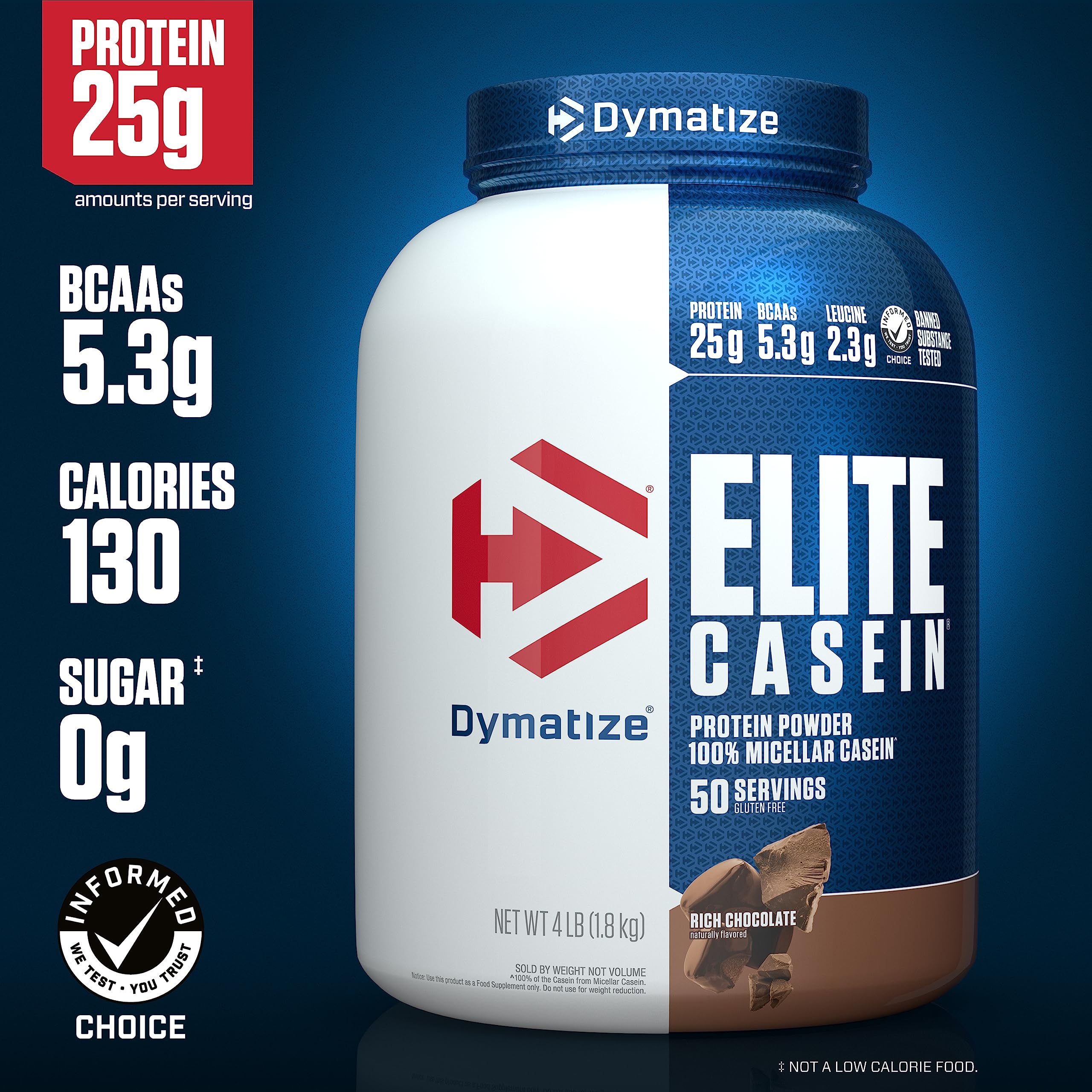 Textura cremosa del polvo Dymatize Elite Casein destacando mezcla suave