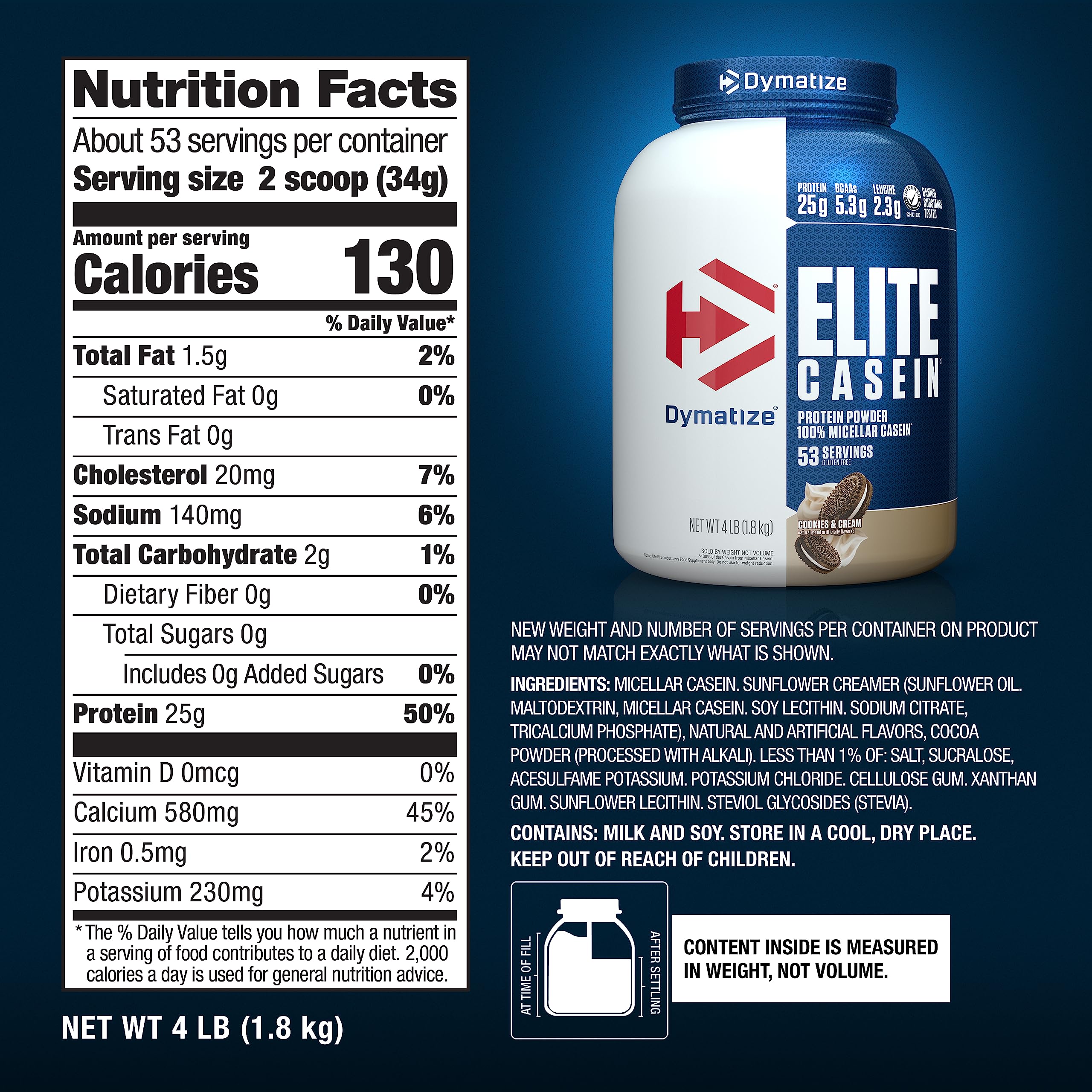 Dymatize vaso con batido mezclado, sabor Cookies & Cream listo para consumir