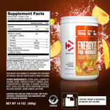 Etiqueta Dymatize Energyze con lista de ingredientes y certificación Informed Choice