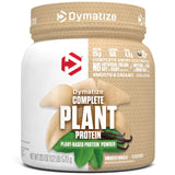Dymatize envase frontal vegano vainilla, presentación clara y beneficios