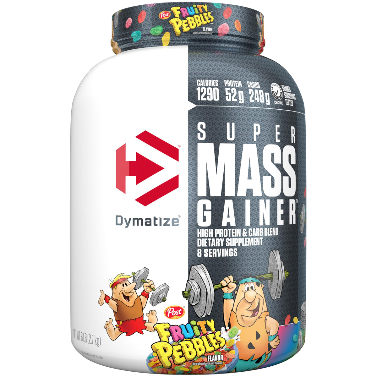 Dymatize envase frontal Fruity Pebbles mostrando identidad y alta energía