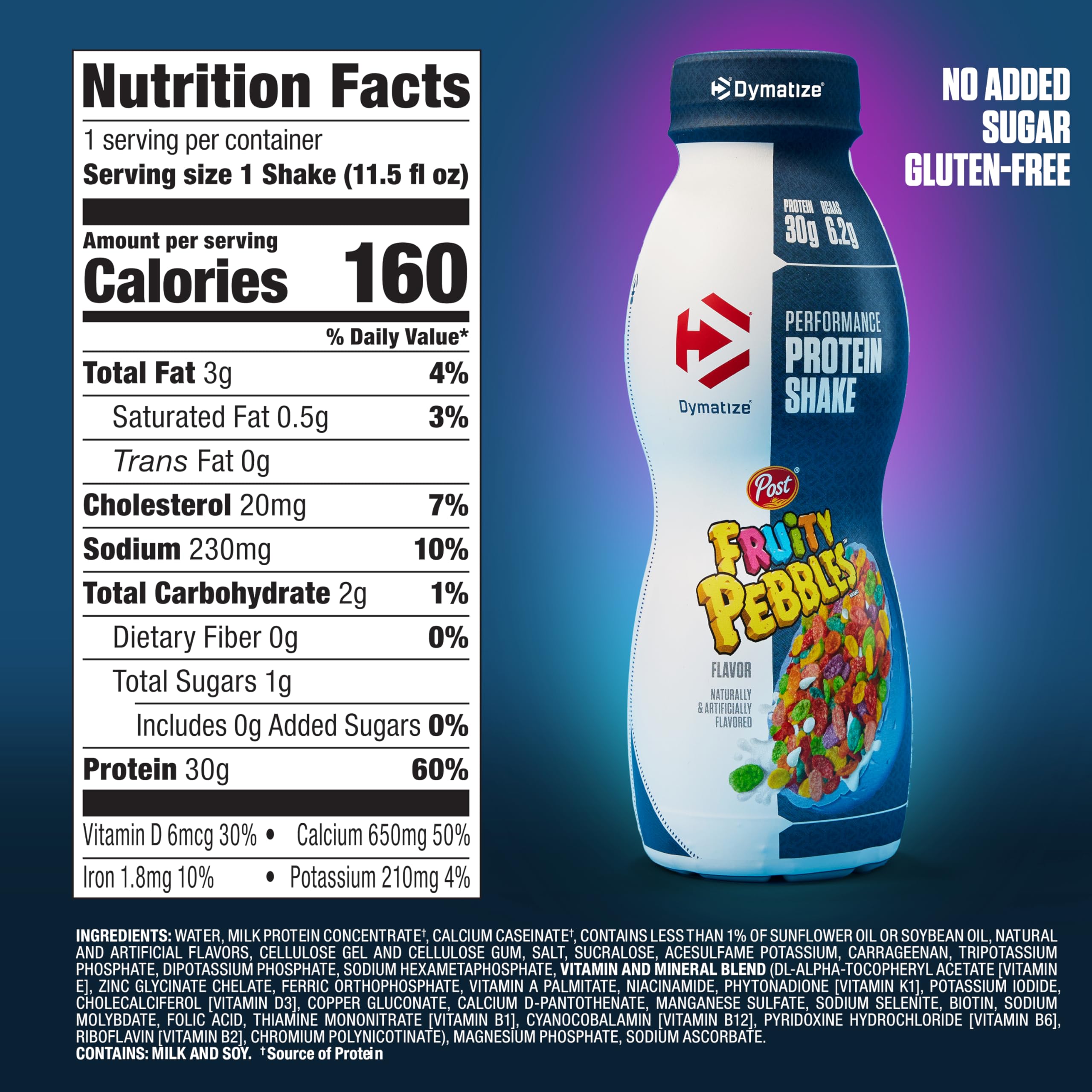 Dymatize etiqueta nutricional enfocada en proteínas, BCAA y vitaminas