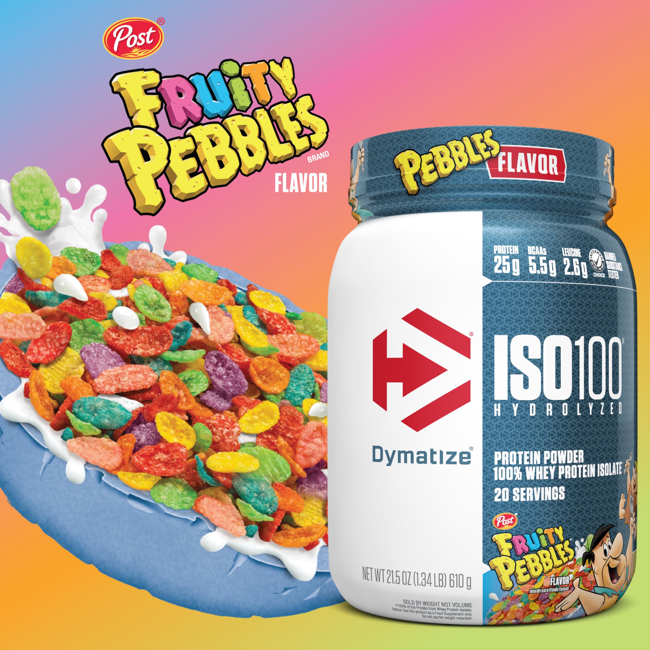 Batido preparado con Dymatize ISO100 Fruity Pebbles listo para beber como recuperación