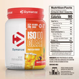 Dymatize detalle de textura del polvo indicando disolución rápida