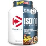 Dymatize envase frontal Cocoa Pebbles mostrando diseño y porciones