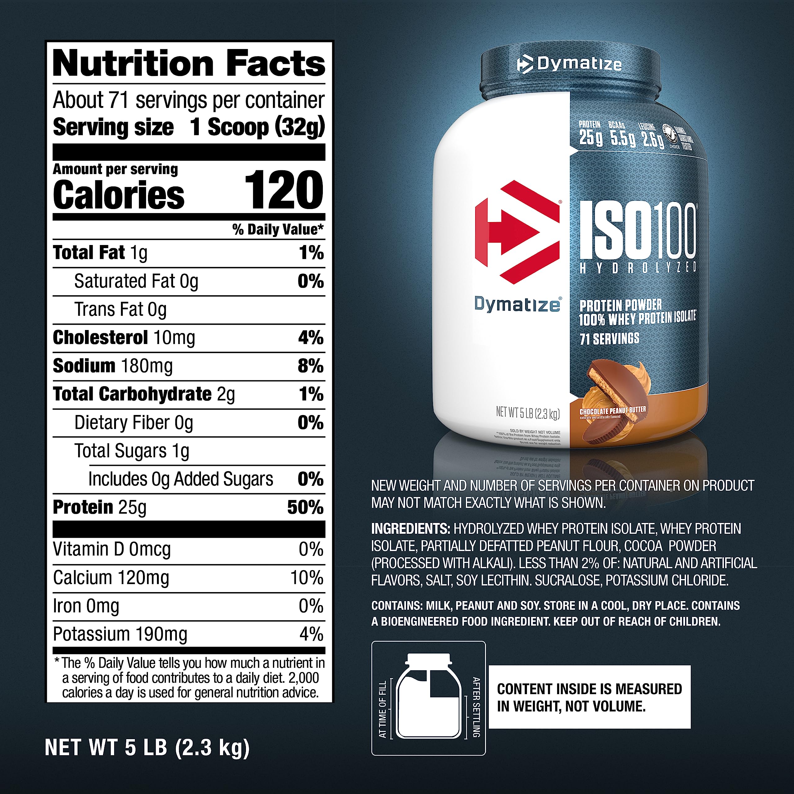 Dymatize ISO100 etiqueta nutricional en detalle, transparencia y calidad