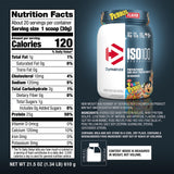 Dymatize ISO100 etiqueta nutricional enfocada en macros y contenido de BCAA