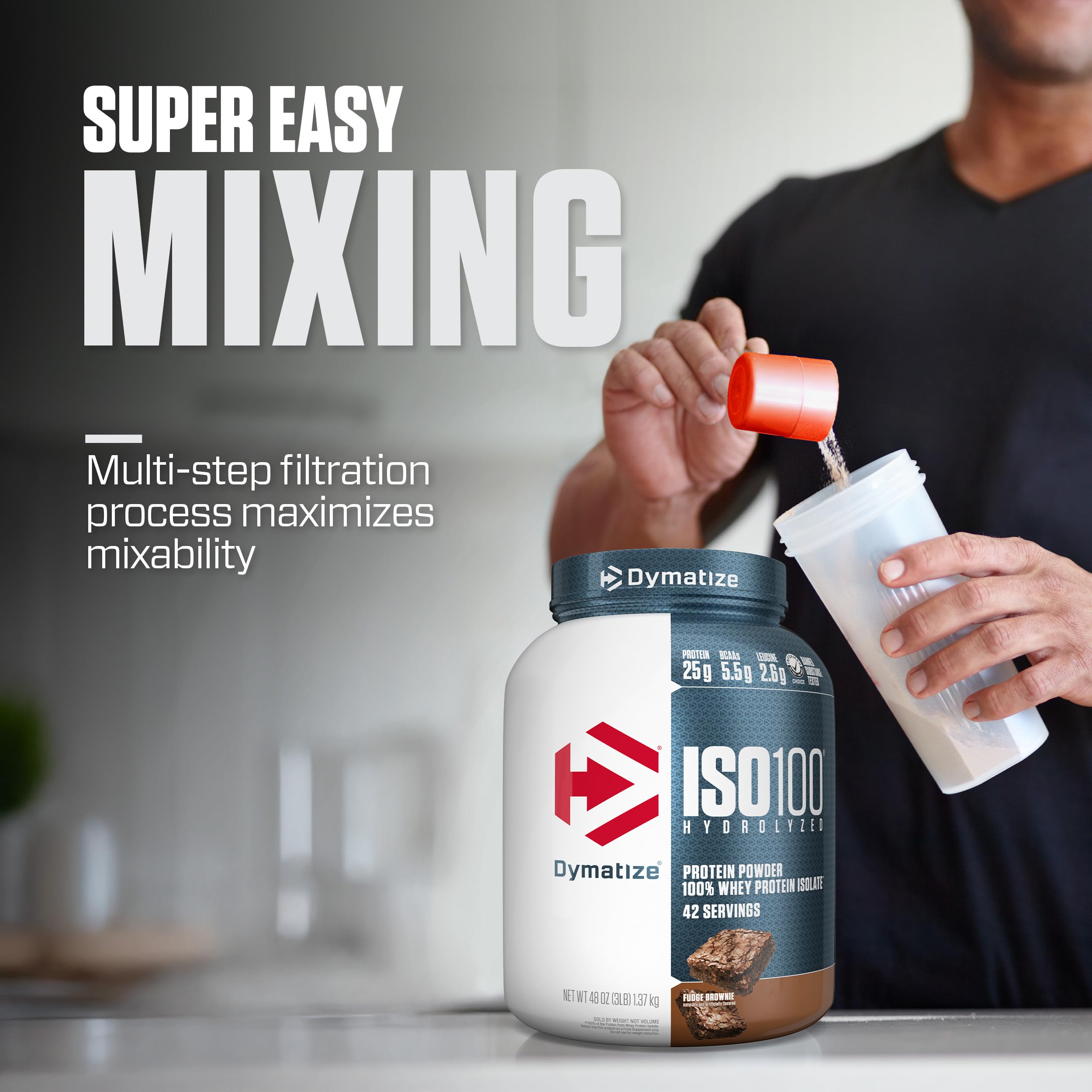 Dymatize etiqueta de ingredientes y tabla nutricional muestra pureza y filtración avanzada