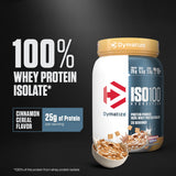 Dymatize polvo en primer plano, textura fina que facilita mezcla y digestión