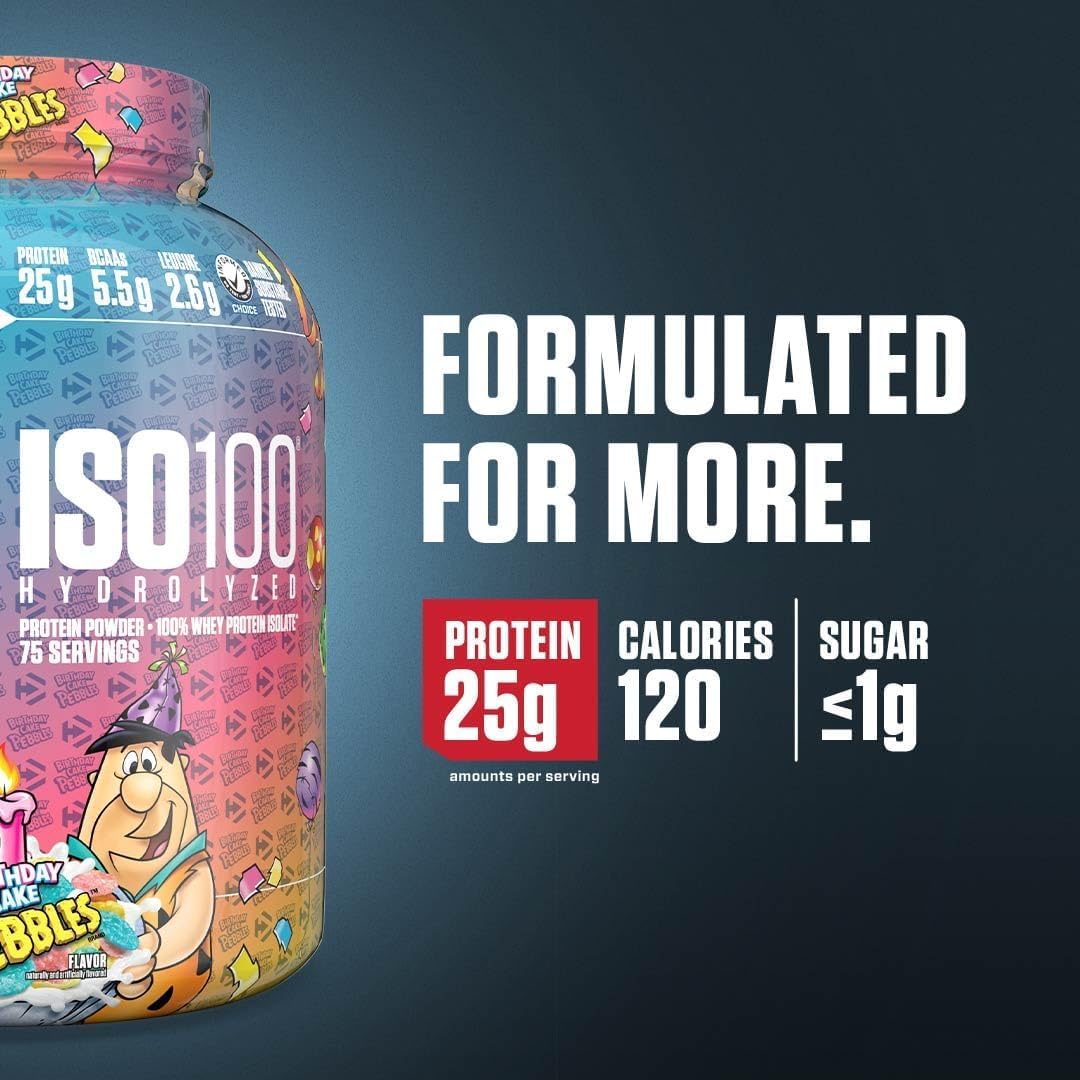 Textura fina del polvo Dymatize ISO100 que facilita mezcla rápida y sin grumos