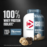 Dymatize ISO100 detalle del polvo fino que facilita mezcla y rápida disolución
