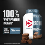Dymatize primer plano de textura en polvo suave que facilita disolución rápida