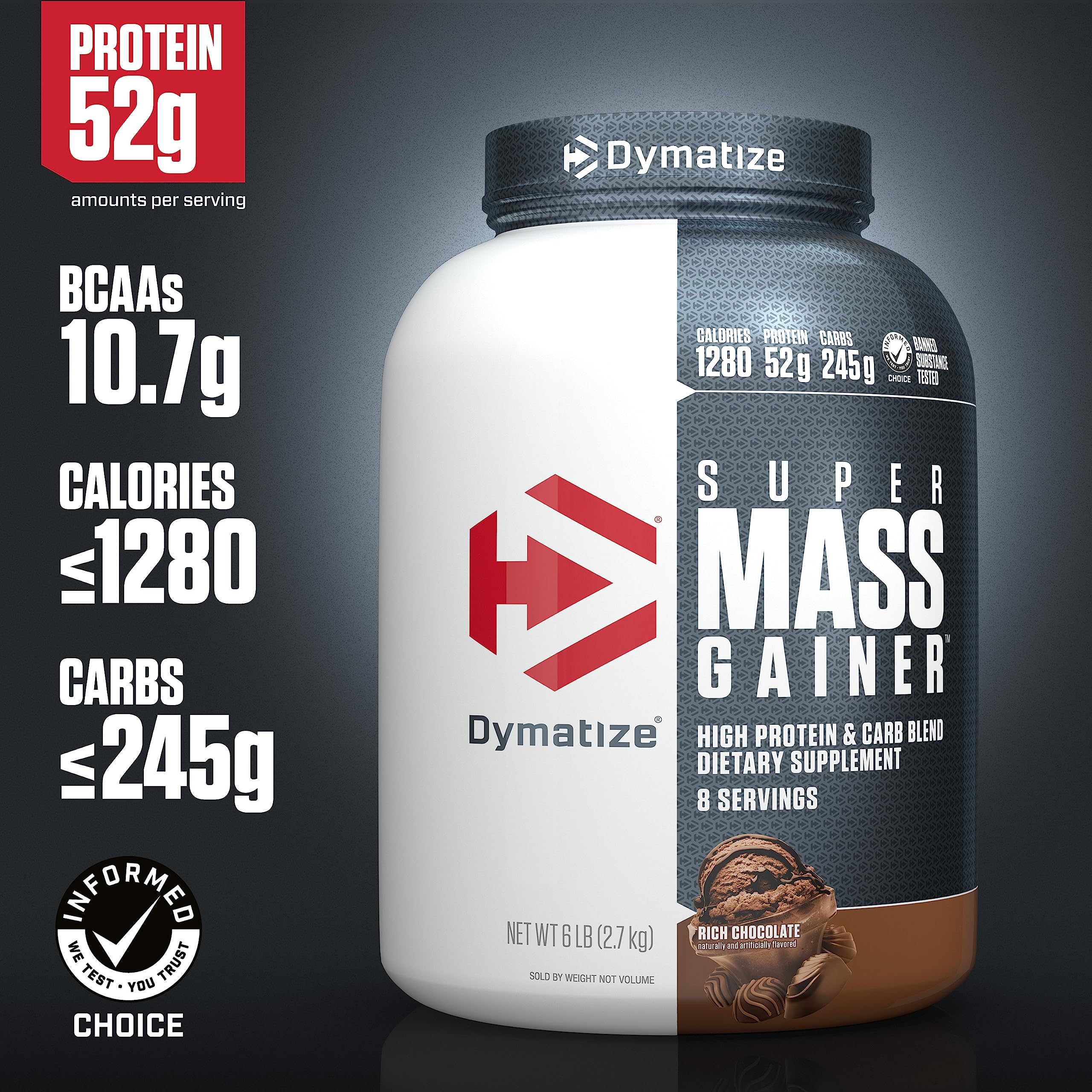 Dymatize polvo textura cercana resaltando mezcla cremosa