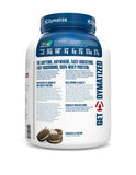 Dymatize primer plano polvo mostrando textura fina y mezcla fácil
