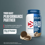 Dymatize primer plano del polvo con textura fina y mezcla homogénea, fácil de disolver