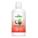 Dynamic Health frontal del envase mostrando la botella y sellos de calidad