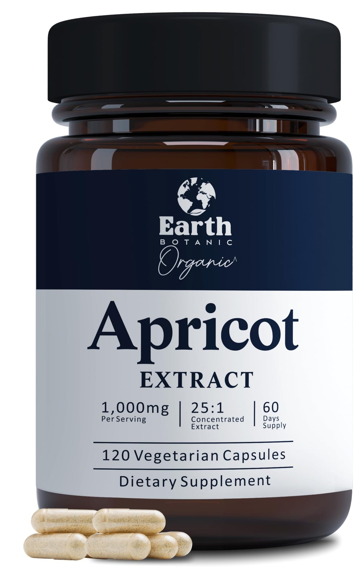Earth BOTANIC Organic frasco delantero mostrando cápsulas y beneficios veganos