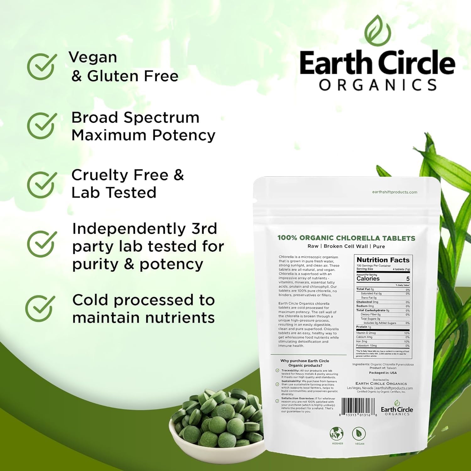 Earth Circle Organics frasco en cocina mostrando uso cotidiano y conveniencia