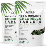 Earth Circle Organics frasco delante mostrando la etiqueta y beneficios