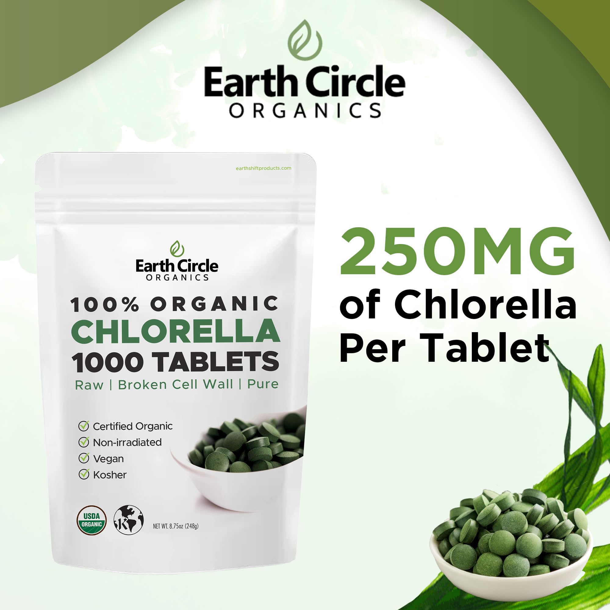 Earth Circle Organics chlorella en polvo crudo como origen natural del suplemento