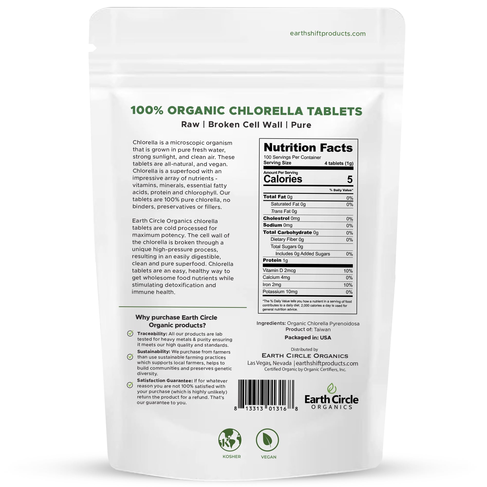 Earth Circle Organics tabletas primer plano que revela textura y pureza