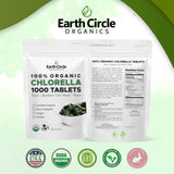 Tabletas Earth Circle Organics añadidas a un batido verde, práctica preparación rápida