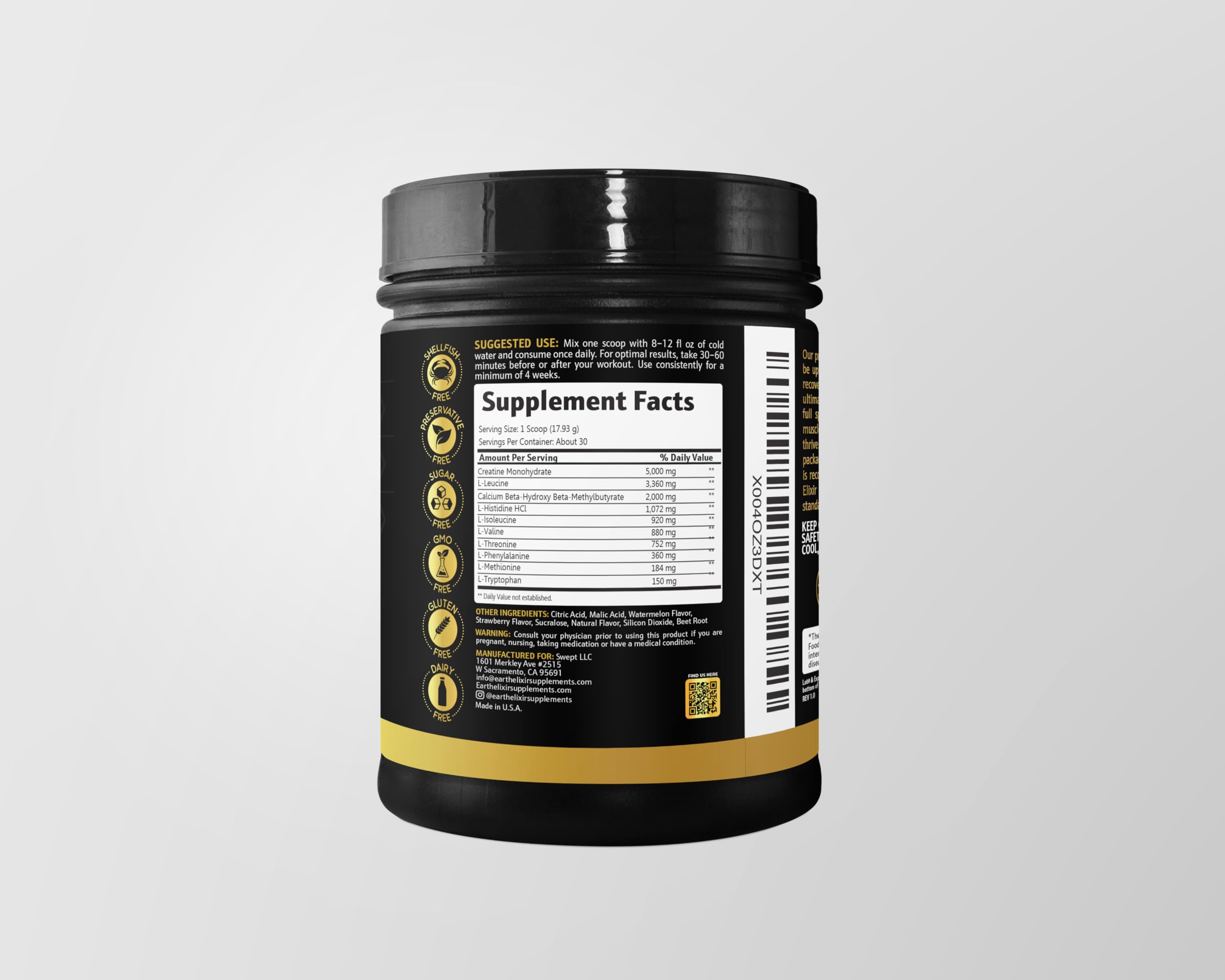 Earth Elixir estilo de vida en gimnasio apoyando fuerza y recuperación