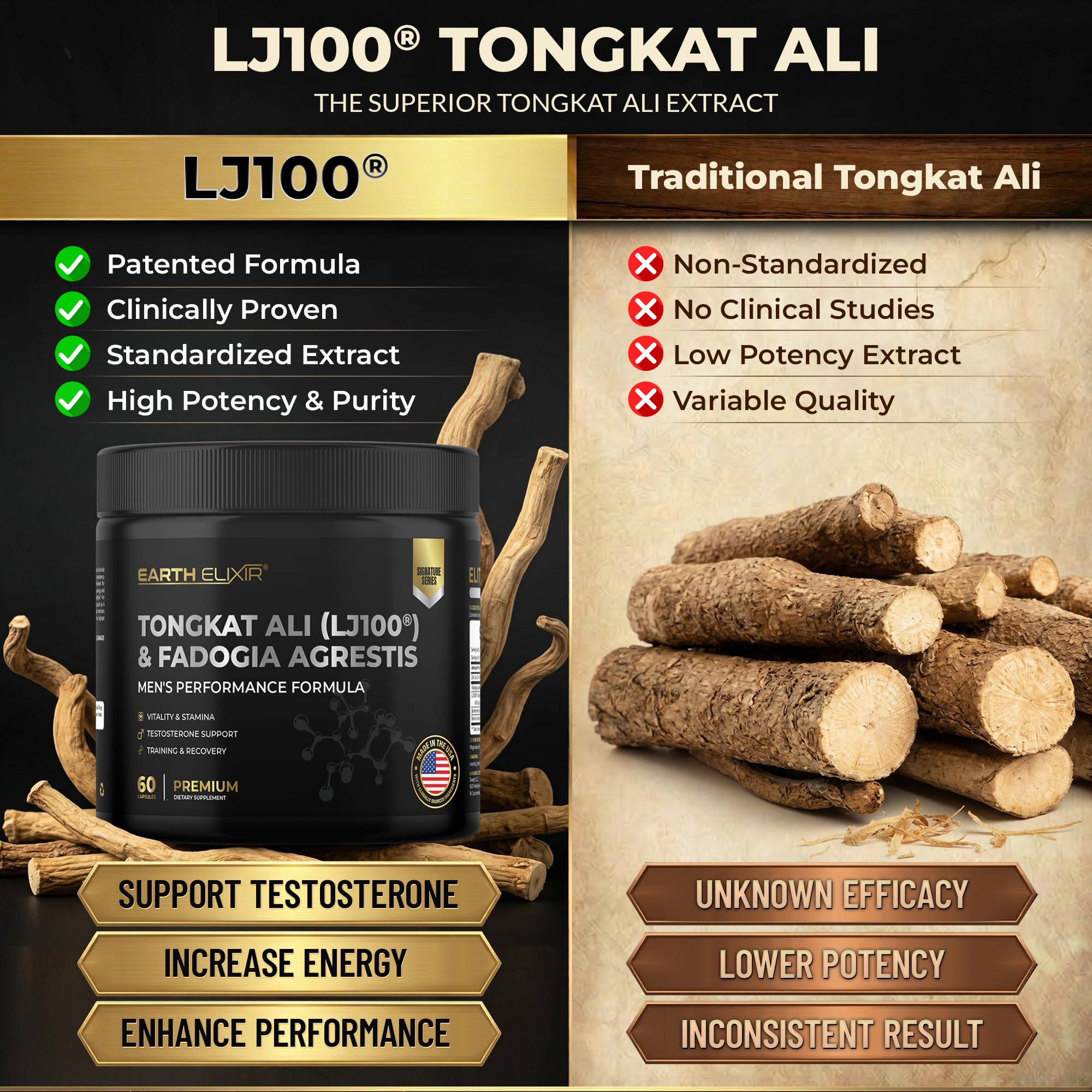 Earth Elixir etiqueta mostrando ingredientes y dosis transparentes