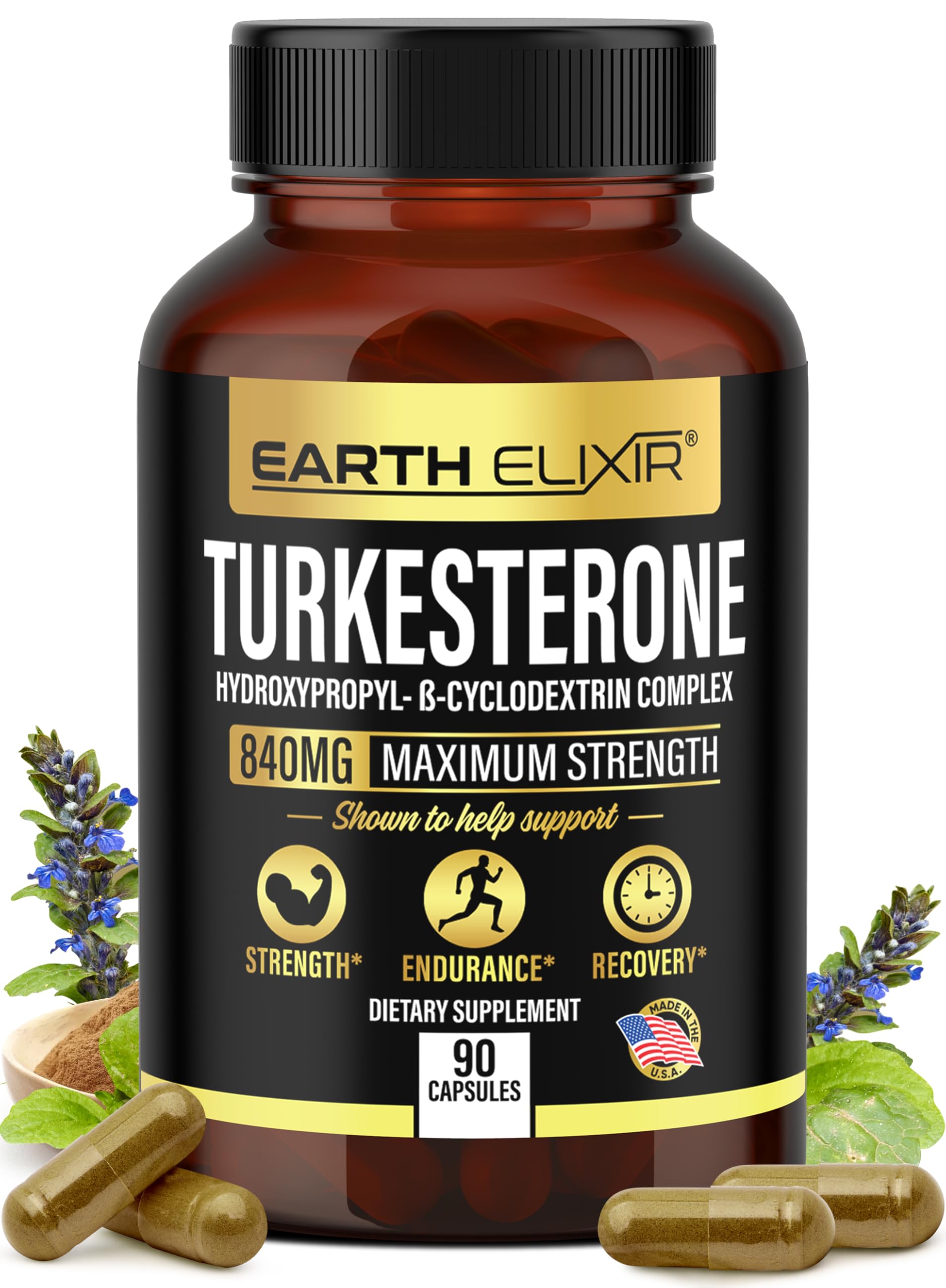 Earth Elixir frasco frontal mostrando etiqueta clara y confianza