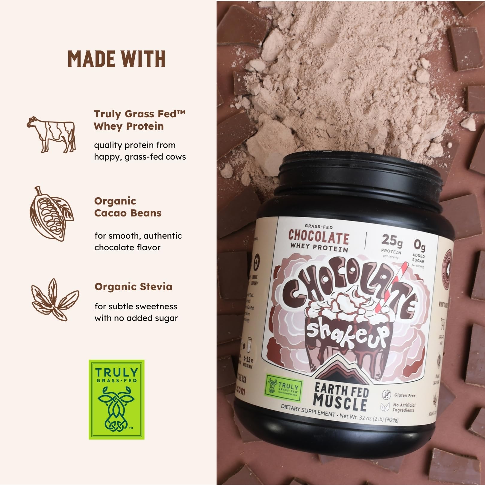 Earth Fed Muscle cuchara medidora con polvo para porción precisa