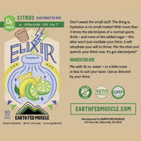 Earth Fed Muscle sal del Himalaya e ingredientes cítricos mostrados claro