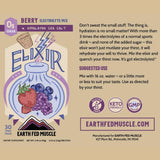 Earth Fed Muscle etiqueta de ingredientes con enfoque en sal del Himalaya y electrolitos