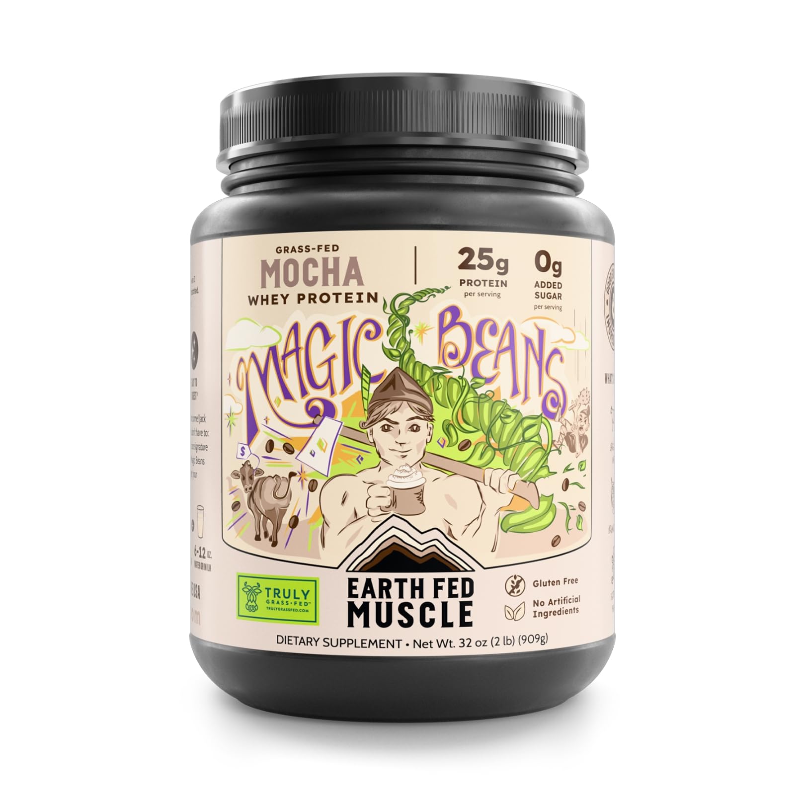 Earth Fed Muscle frente del envase mostrando logo y beneficios