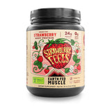 Earth Fed Muscle envase frontal mostrando sabor fresa y beneficio limpio