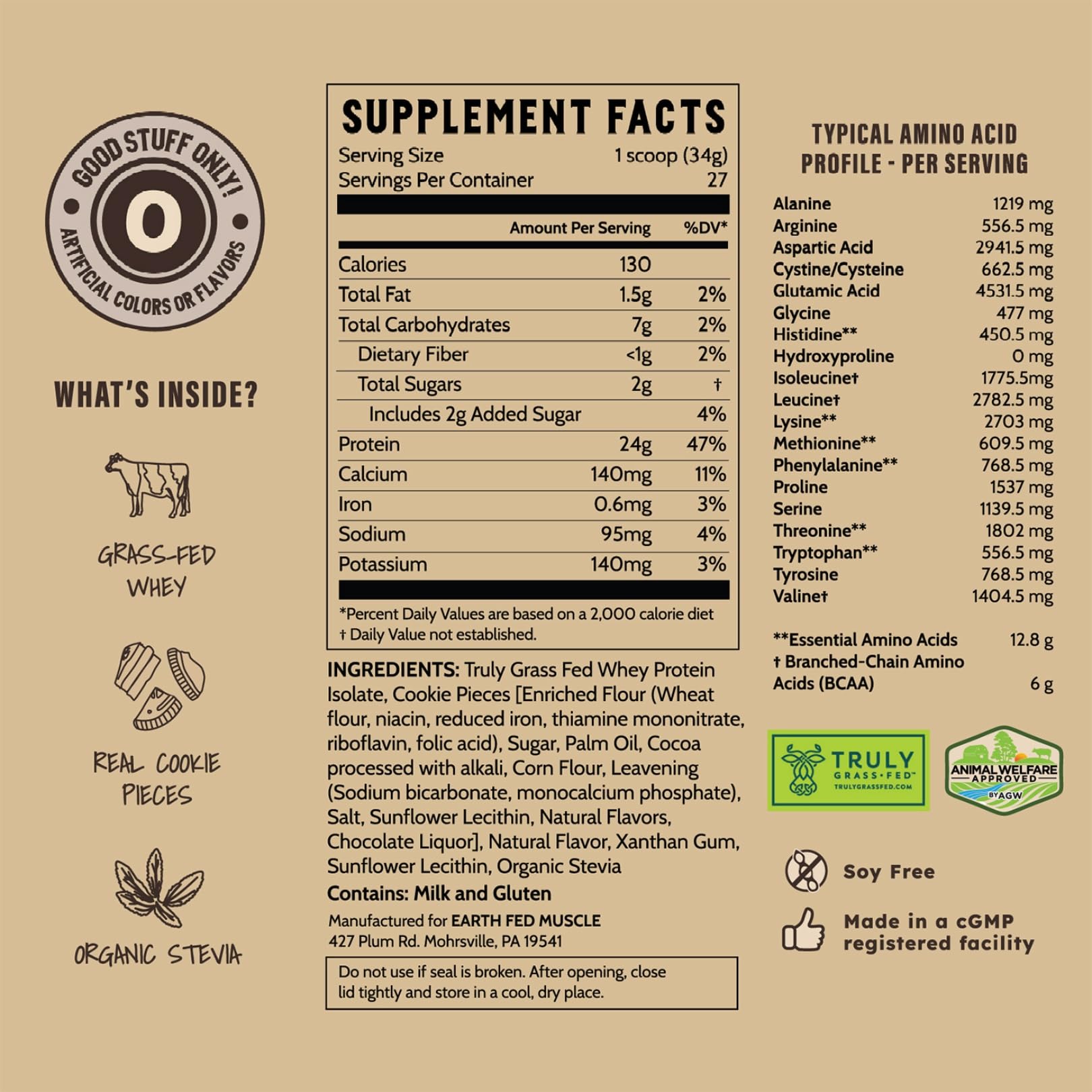 Earth Fed Muscle envase en cocina sugiriendo consumo diario