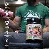 Earth Fed Muscle fresas reales usadas para sabor natural y antioxidantes