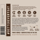 Earth Fed Muscle granos de espresso y leche que resaltan sabor real
