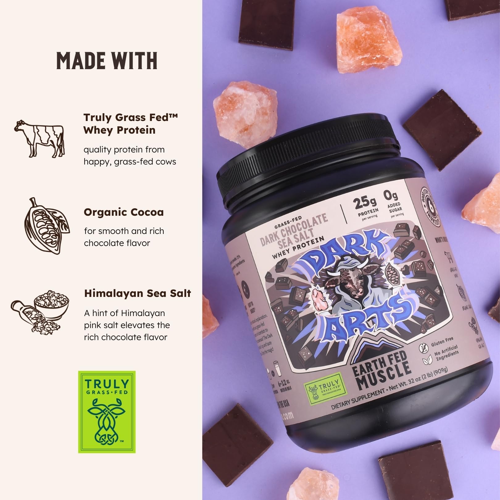 Earth Fed Muscle cuchara medidora con una porción exacta y 25 g proteína