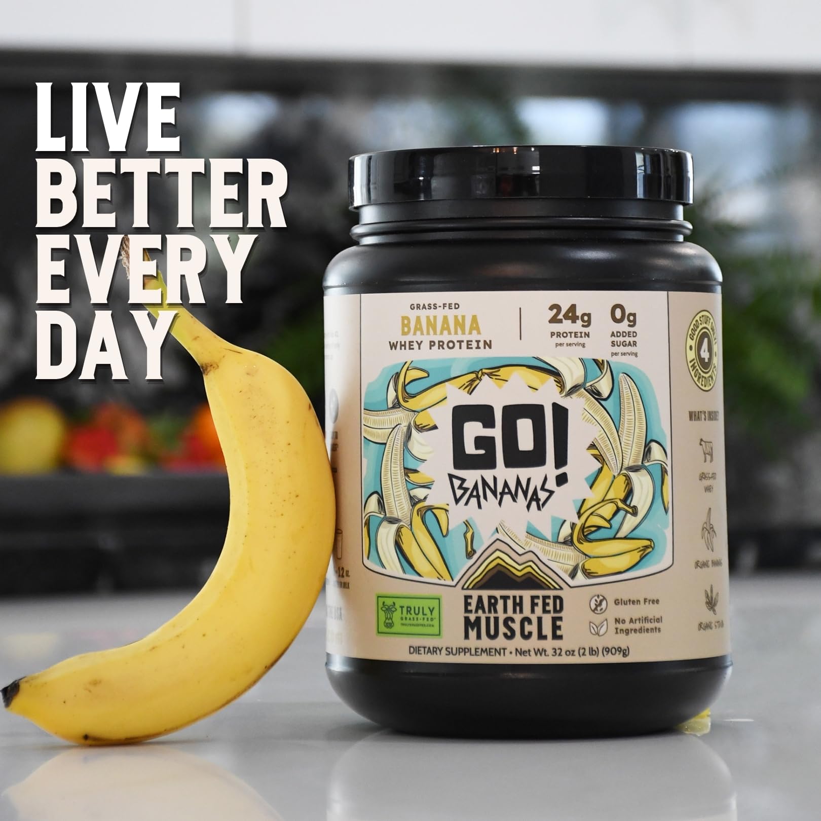 Earth Fed Muscle panqueques preparados con Go! Bananas como alternativa proteica