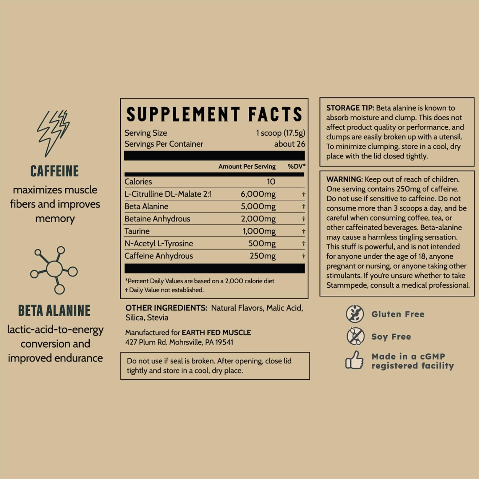 Earth Fed Muscle presentación lifestyle con sabor cítrico y ambiente energético