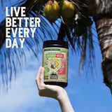 Earth Fed Muscle mezcla añadida a batido de proteína tras ejercicio
