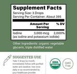 Earth Harmony Naturals detalle del gotero y solución indicando dosificación precisa