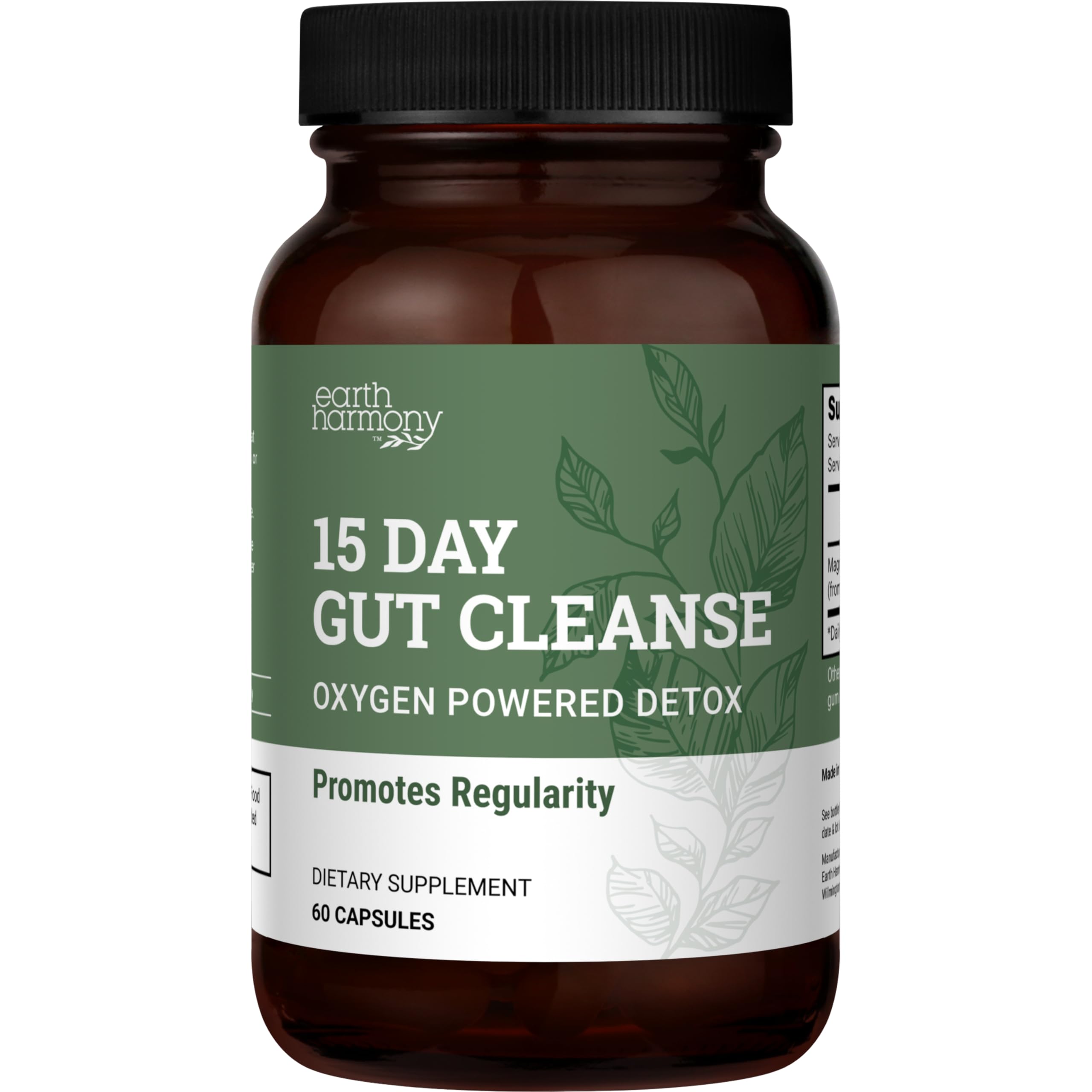 Earth Harmony Naturals frente del empaque mostrando 15 Day Gut Cleanse y beneficios