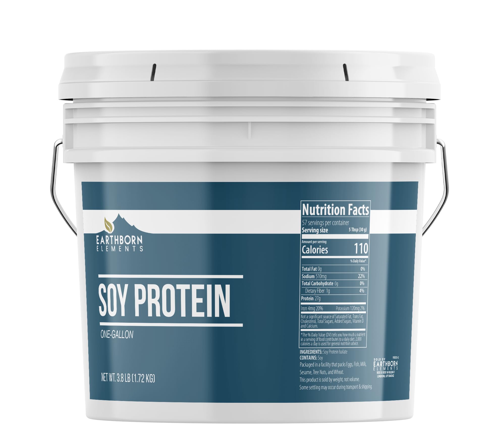 Earthborn Elements cubeta frontal mostrando envase resellable y volumen