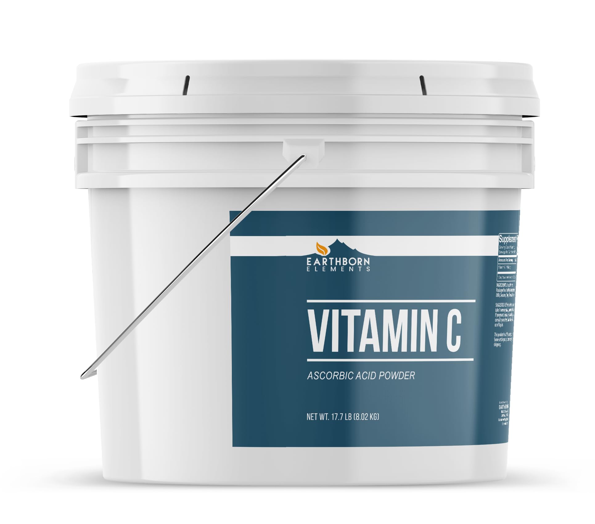 Earthborn Elements primer plano de la textura del polvo de vitamina C mostrando pureza y solubilidad