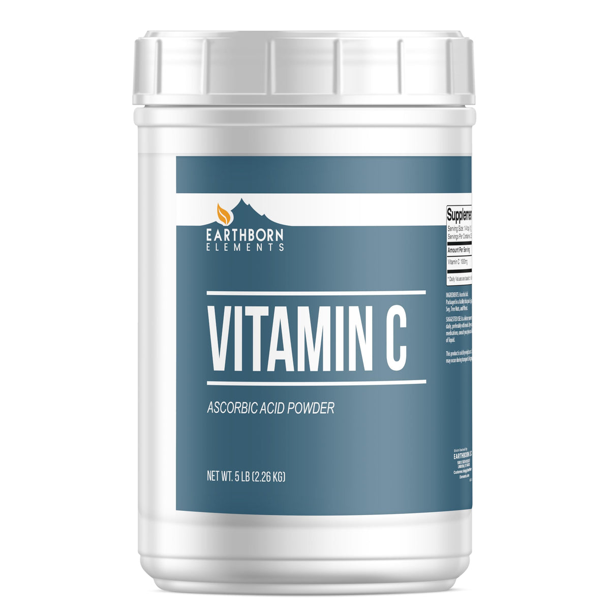 Earthborn Elements cubo resellable de vitamina C 5 lb, almacenamiento práctico