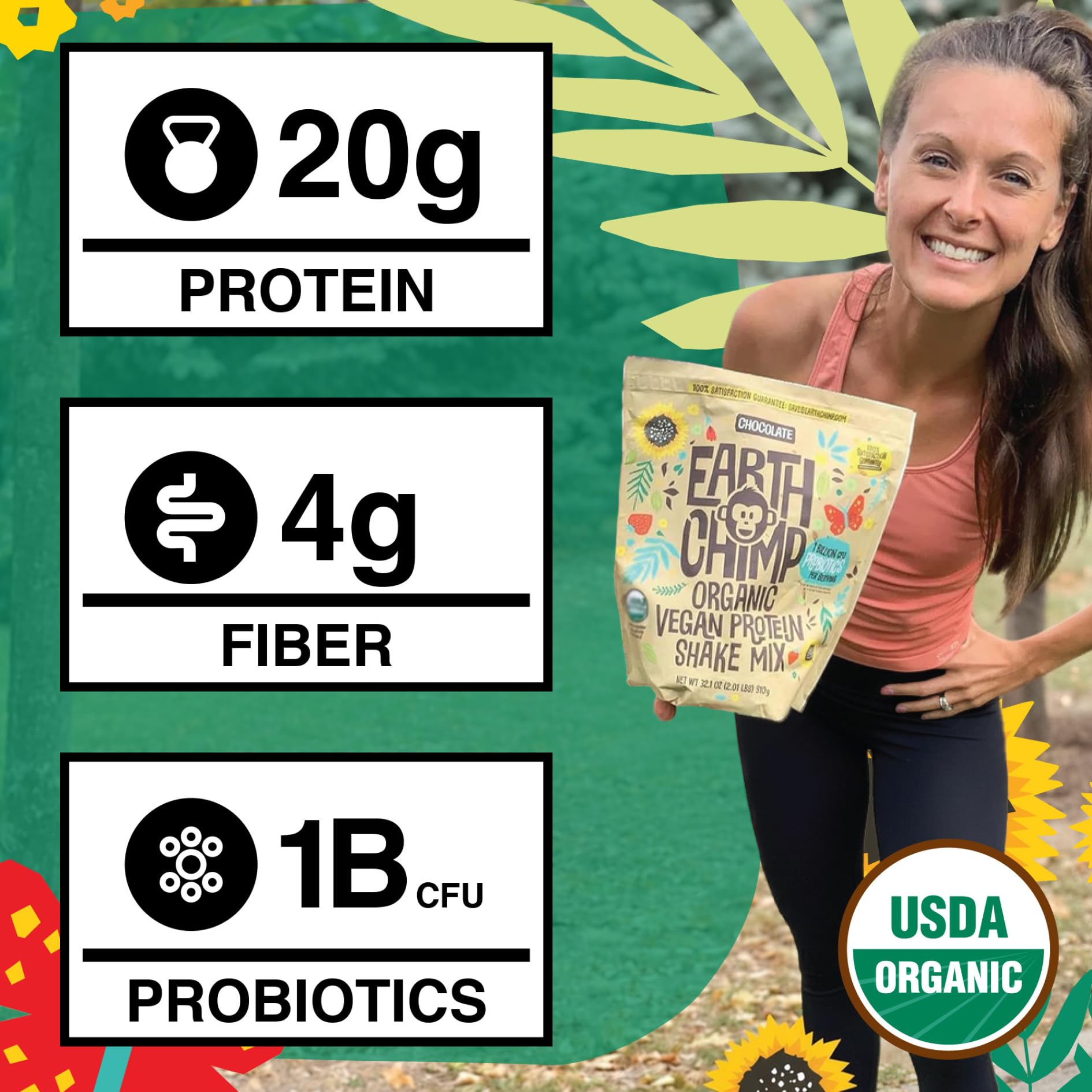 EarthChimp batido de chocolate en vaso listo como snack nutritivo