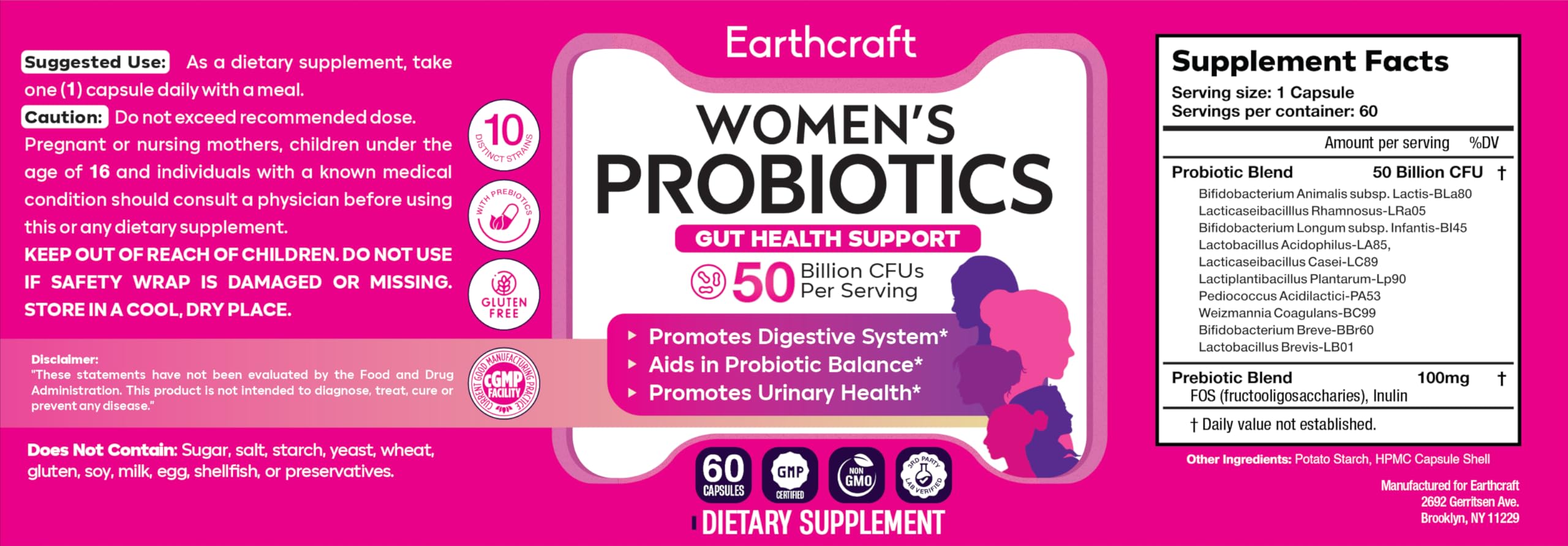 Earthcraft ingredientes naturales inulina y FOS que apoyan microbioma